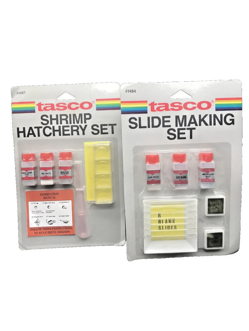 Vtg Tasco Slide Making Kit Shrimp Hatchery Set 1484 1487 1989 Methyl Blue